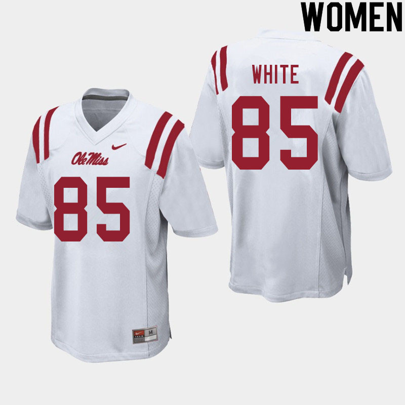 Women #85 Jack White Ole Miss Rebels College Football Jerseys Sale-White - Click Image to Close